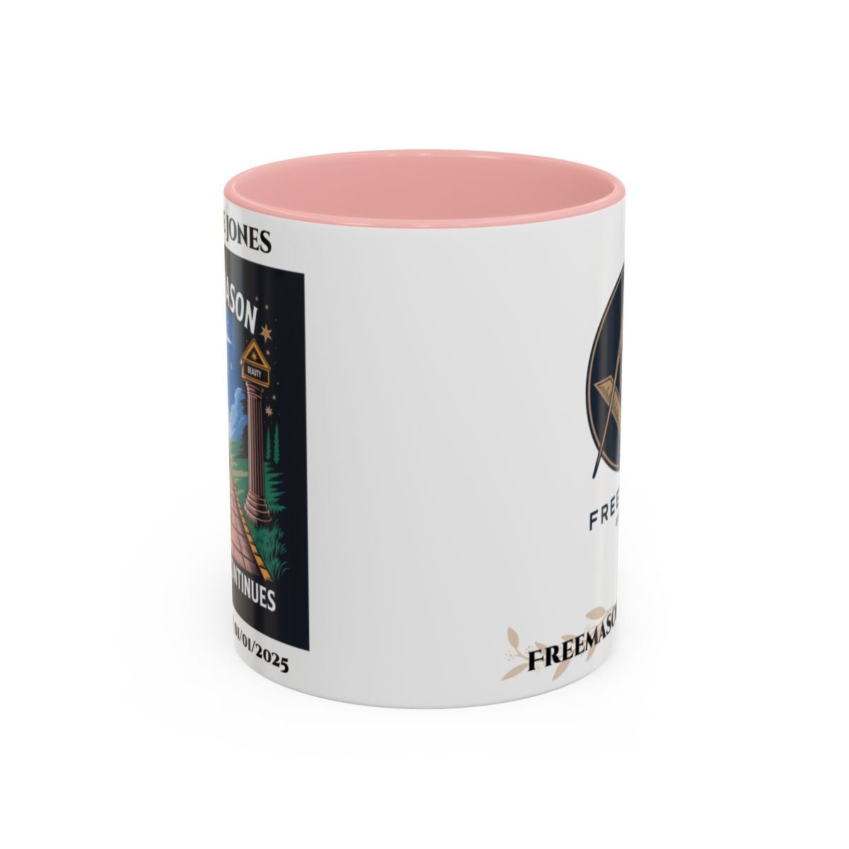 Premium Personalised Freemason Colour Rim Mug - Third Degree - Master Mason - The Journey Continues - Masonic Mugs