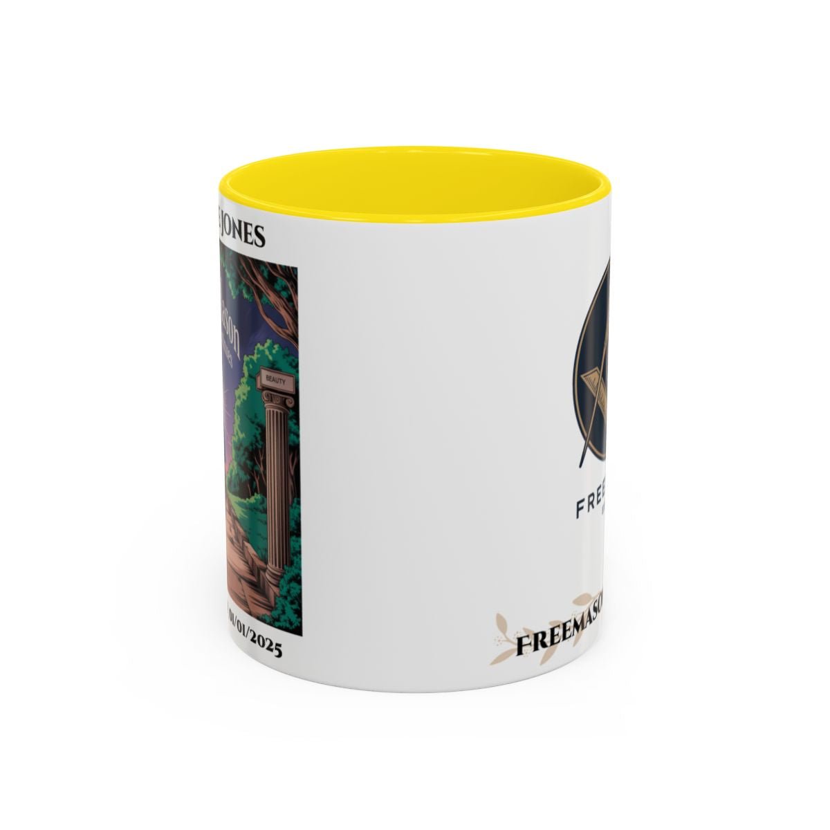Premium Personalised Freemason Colour Rim Mug - Third Degree - Master Mason - The Journey Continues - Masonic Mugs