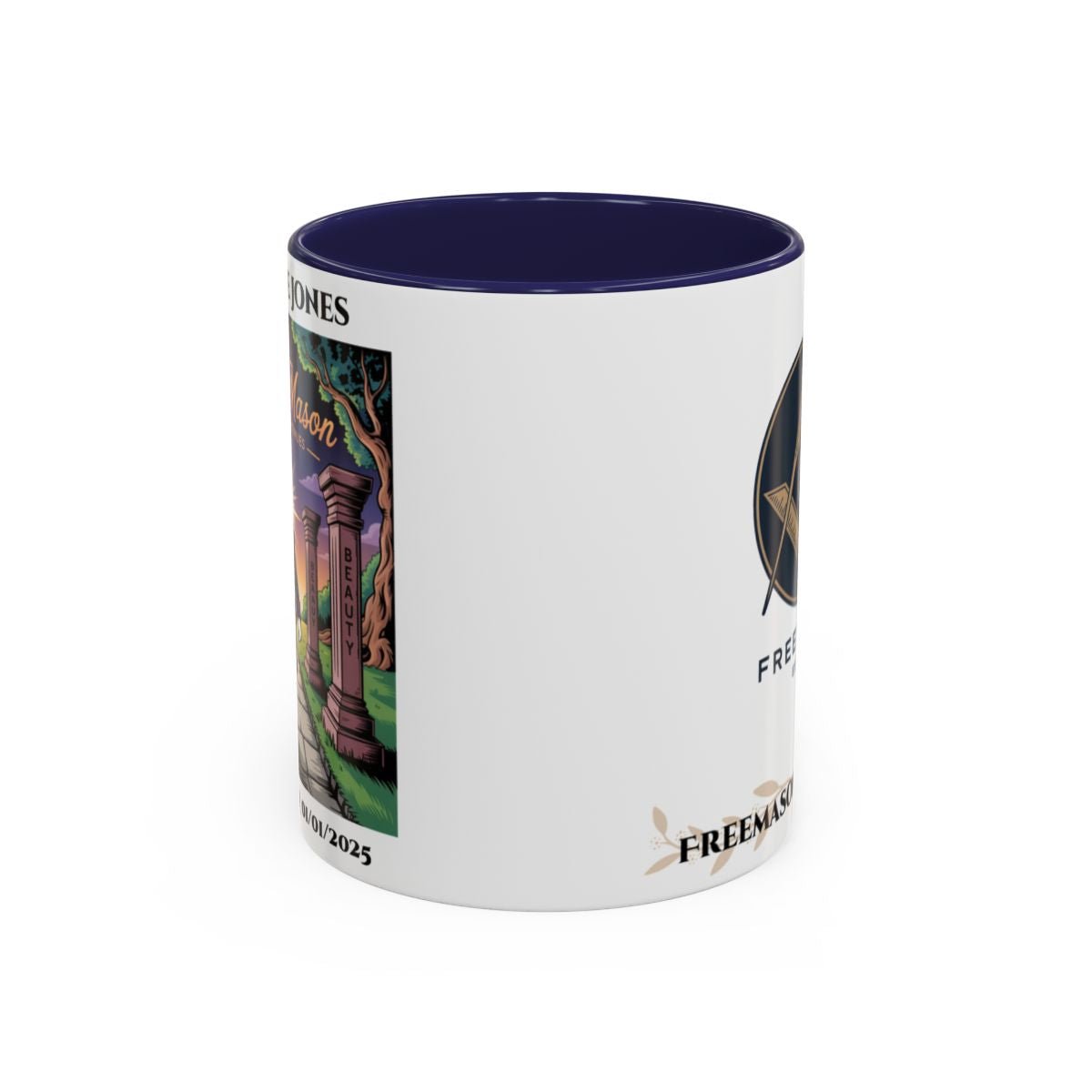 Premium Personalised Freemason Colour Rim Mug - Third Degree - Master Mason - The Journey Continues - Masonic Mugs