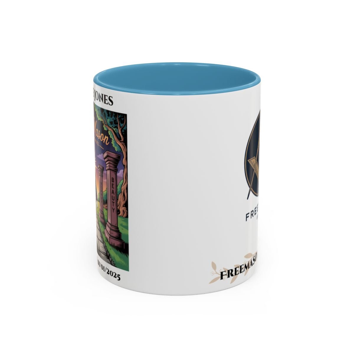 Premium Personalised Freemason Colour Rim Mug - Third Degree - Master Mason - The Journey Continues - Masonic Mugs