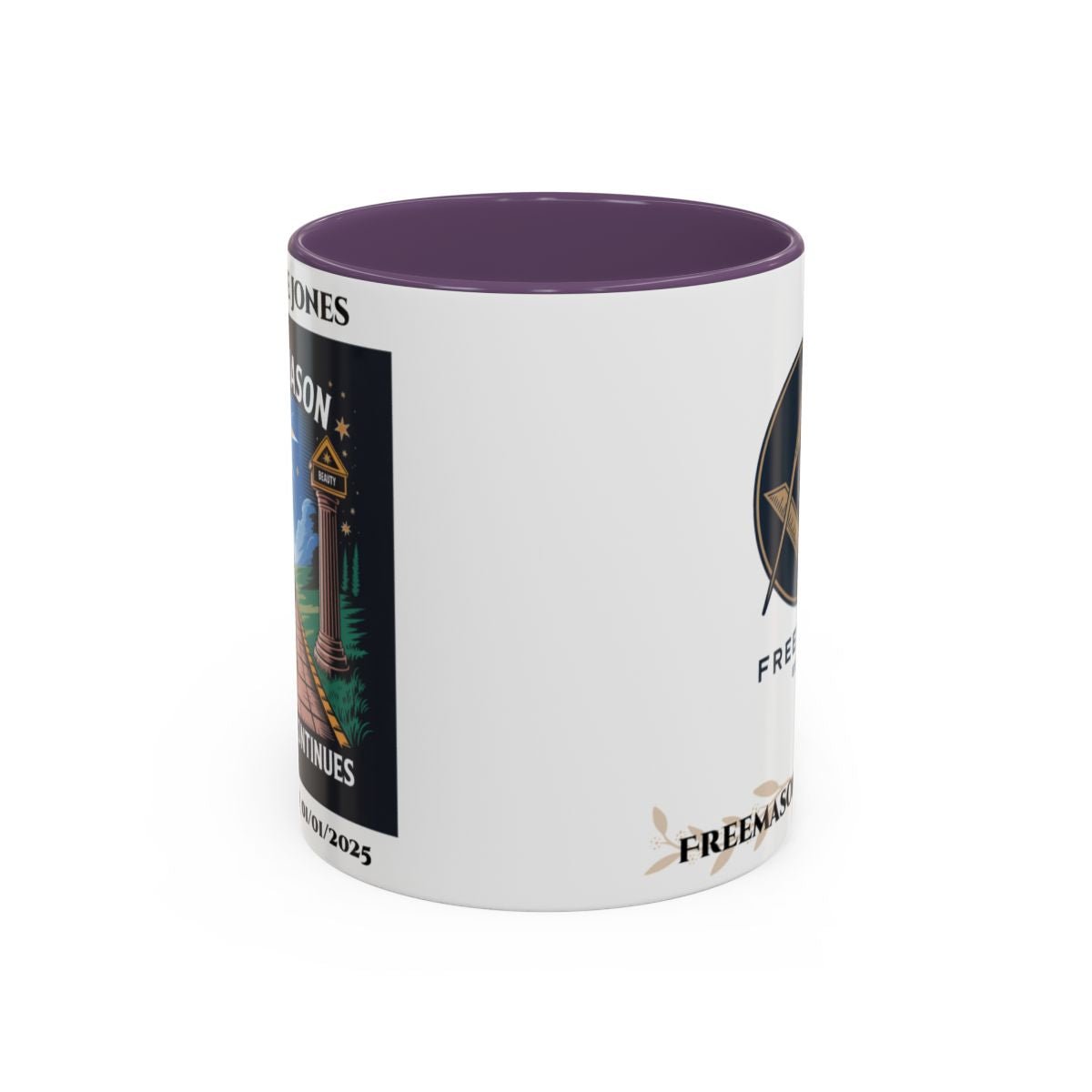 Premium Personalised Freemason Colour Rim Mug - Third Degree - Master Mason - The Journey Continues - Masonic Mugs
