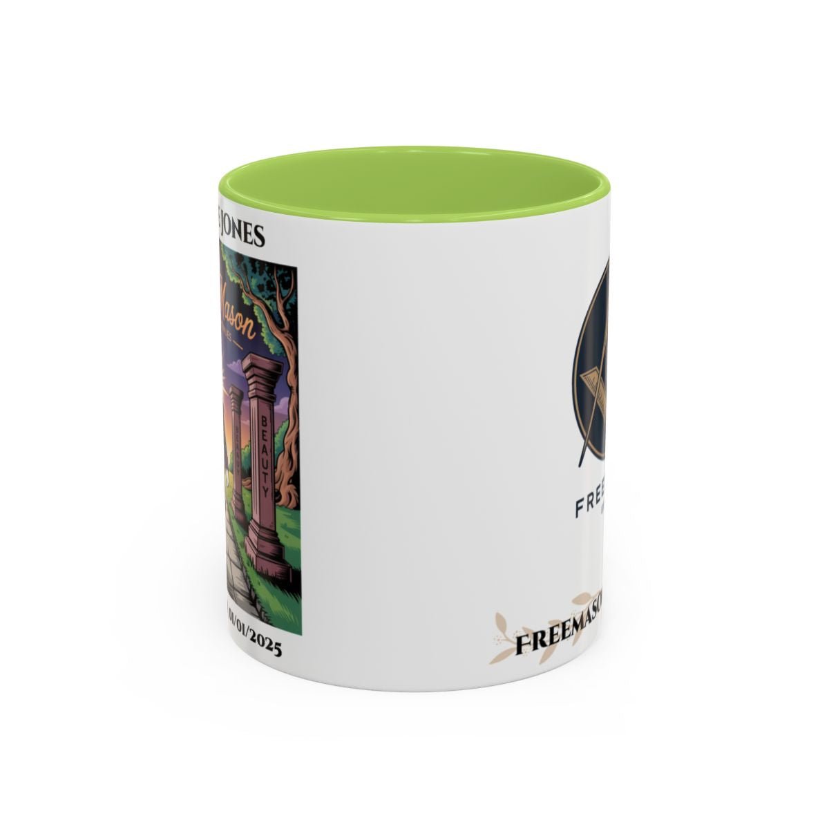 Premium Personalised Freemason Colour Rim Mug - Third Degree - Master Mason - The Journey Continues - Masonic Mugs