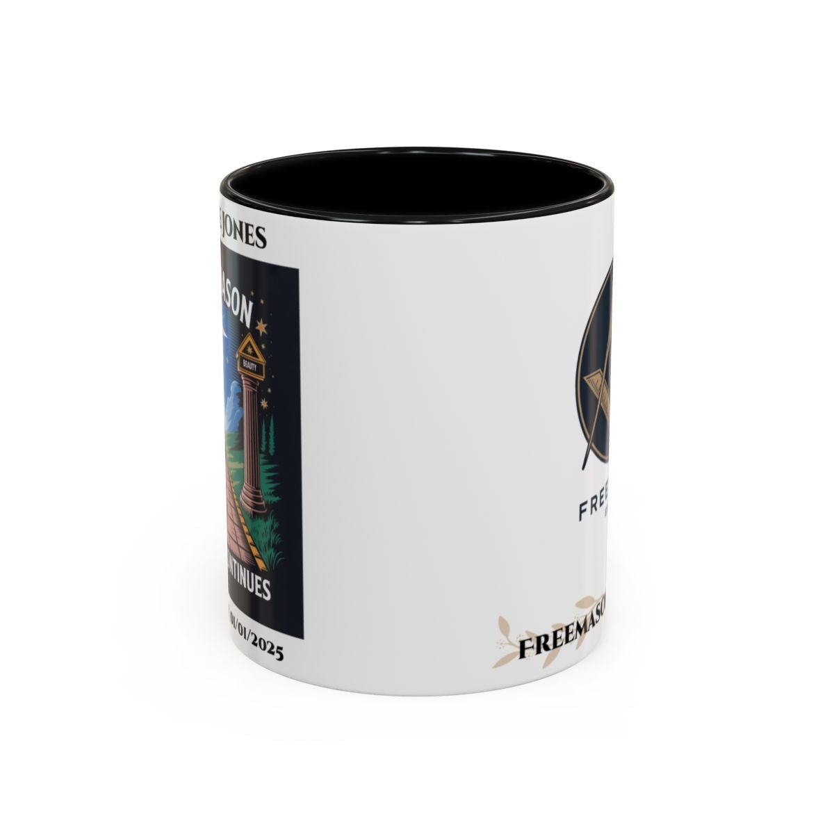 Premium Personalised Freemason Colour Rim Mug - Third Degree - Master Mason - The Journey Continues - Masonic Mugs