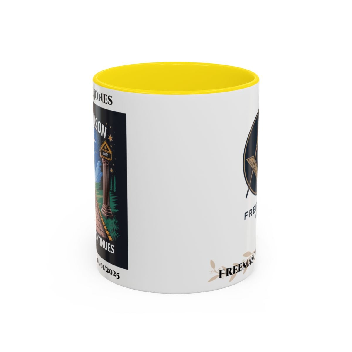 Premium Personalised Freemason Colour Rim Mug - Third Degree - Master Mason - The Journey Continues - Masonic Mugs