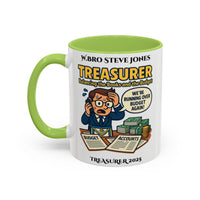 Premium Personalised Freemason Colour Rim Mug - Treasurer Design - Balancing the books - Masonic Mugs