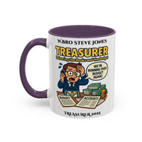 Premium Personalised Freemason Colour Rim Mug - Treasurer Design - Balancing the books - Masonic Mugs