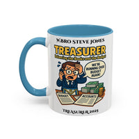 Premium Personalised Freemason Colour Rim Mug - Treasurer Design - Balancing the books - Masonic Mugs