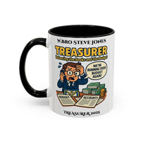 Premium Personalised Freemason Colour Rim Mug - Treasurer Design - Balancing the books - Masonic Mugs