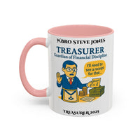 Premium Personalised Freemason Colour Rim Mug - Treasurer Design - Guardian of the finances - Masonic Mugs