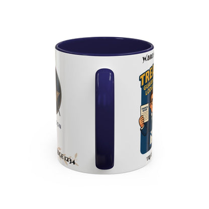 Premium Personalised Freemason Colour Rim Mug - Treasurer Design - Guardian of the lodge finances - Masonic Mugs