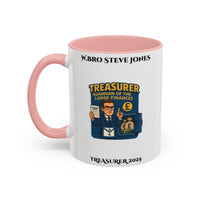 Premium Personalised Freemason Colour Rim Mug - Treasurer Design - Guardian of the lodge finances - Masonic Mugs