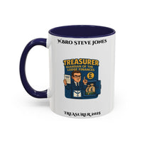 Premium Personalised Freemason Colour Rim Mug - Treasurer Design - Guardian of the lodge finances - Masonic Mugs
