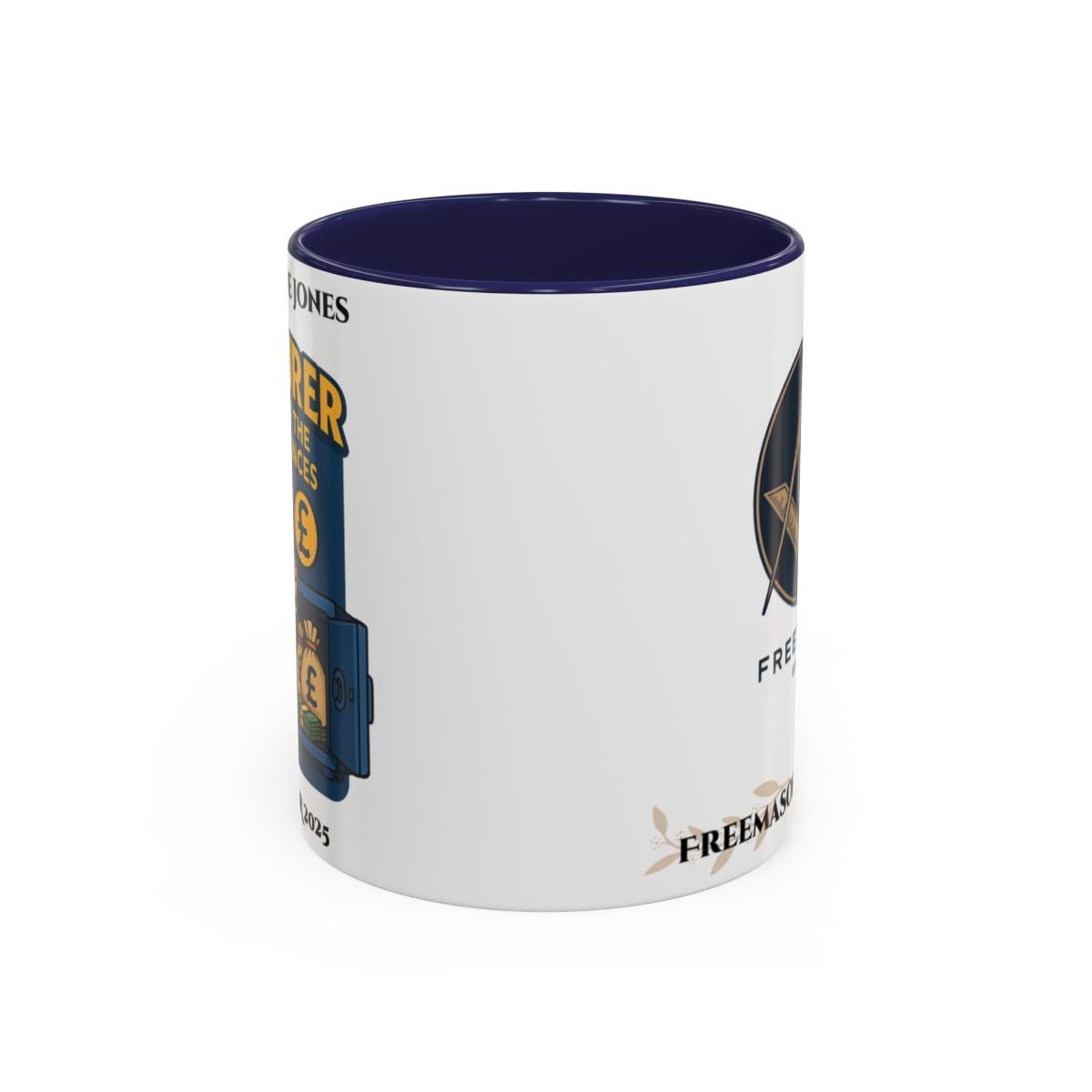 Premium Personalised Freemason Colour Rim Mug - Treasurer Design - Guardian of the lodge finances - Masonic Mugs