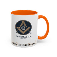Premium Personalised Freemason Colour Rim Mug - Tyler Design - Guarding the door - Masonic Mugs