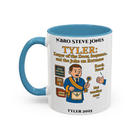 Premium Personalised Freemason Colour Rim Mug - Tyler Design - Keeper of the door - Masonic Mugs