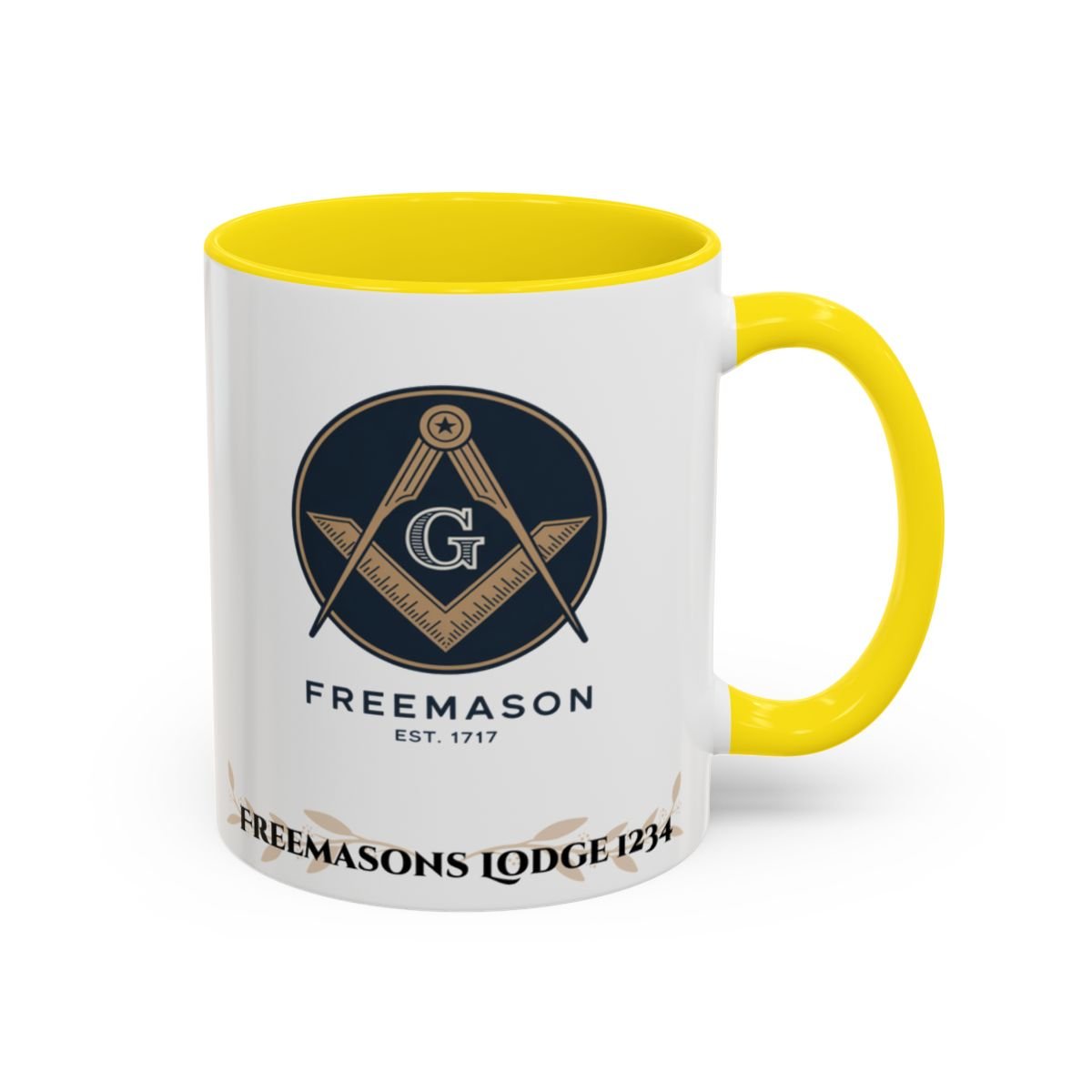 Premium Personalised Freemason Colour Rim Mug - Tyler Design - Keeper of the door - Masonic Mugs