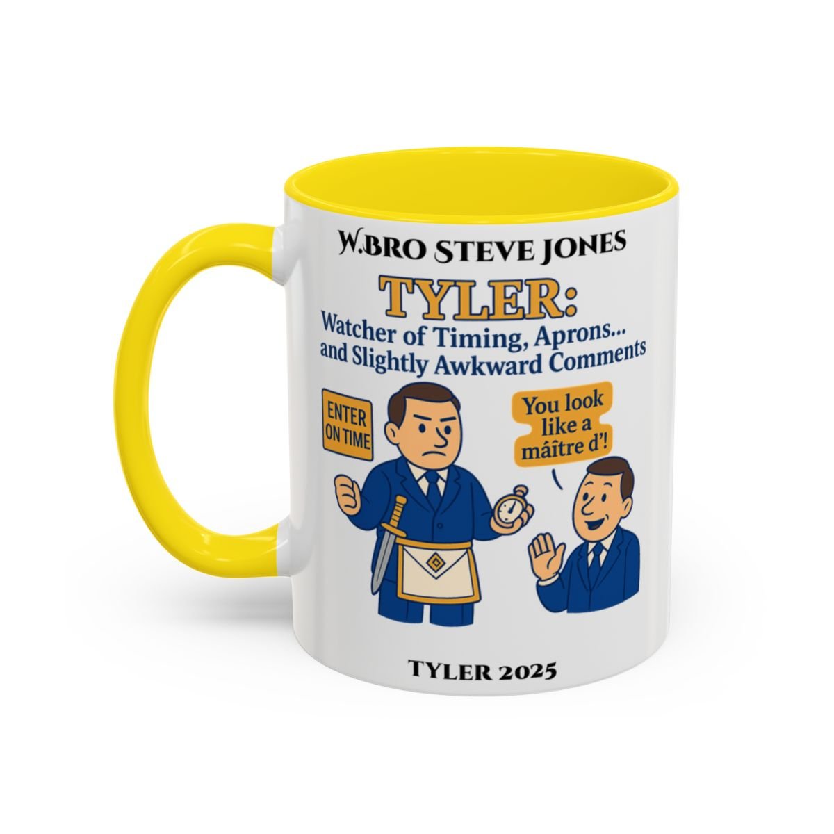Premium Personalised Freemason Colour Rim Mug - Tyler Design - Slightly awkward commentspng - Masonic Mugs
