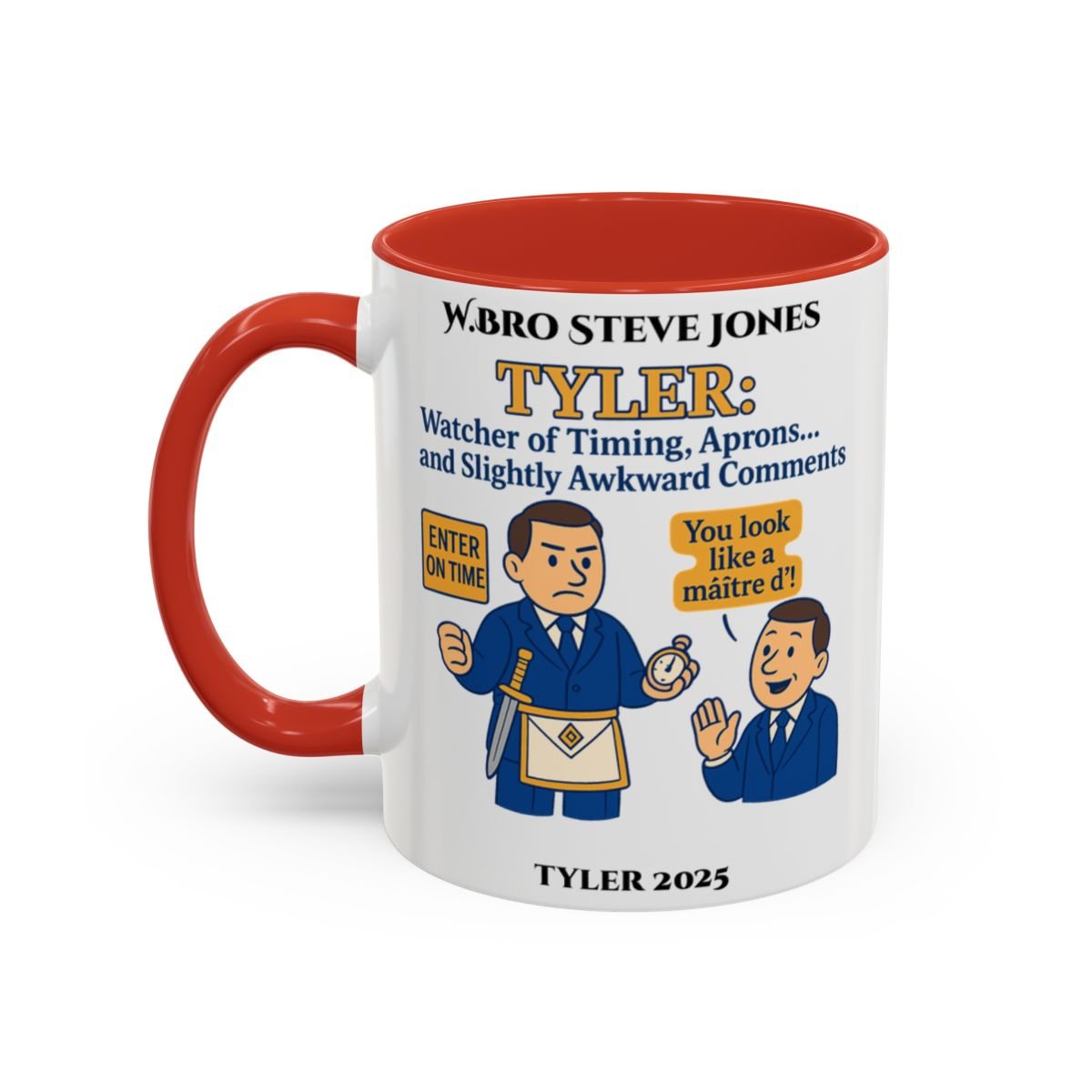 Premium Personalised Freemason Colour Rim Mug - Tyler Design - Slightly awkward commentspng - Masonic Mugs