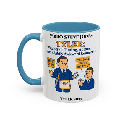 Premium Personalised Freemason Colour Rim Mug - Tyler Design - Slightly awkward commentspng - Masonic Mugs