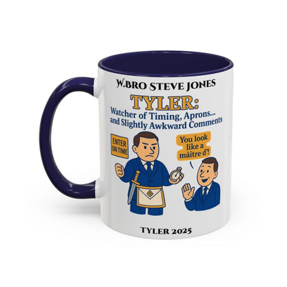 Premium Personalised Freemason Colour Rim Mug - Tyler Design - Slightly awkward commentspng - Masonic Mugs