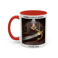 Premium Personalised Freemason Colour Rim Mug - Tyler Design - Sword - Masonic Mugs