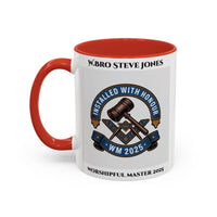 Premium Personalised Freemason Colour Rim Mug - Worshipful Master Design - 2025 Installed - with - honour - Masonic Mugs