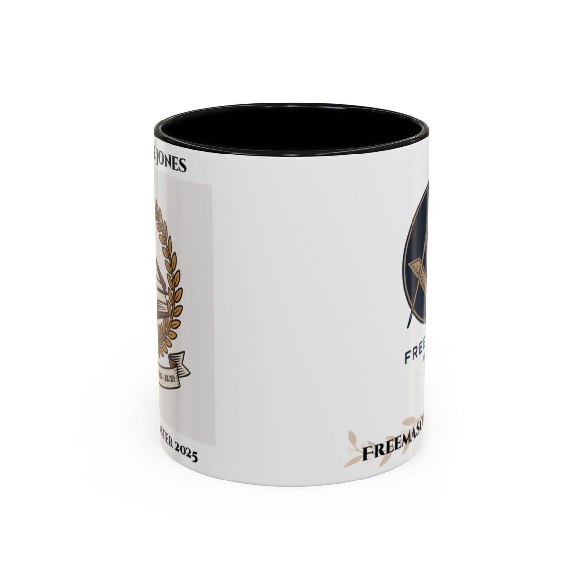 Premium Personalised Freemason Colour Rim Mug - Worshipful Master Design - 2025 Installed - with - honour - Masonic Mugs