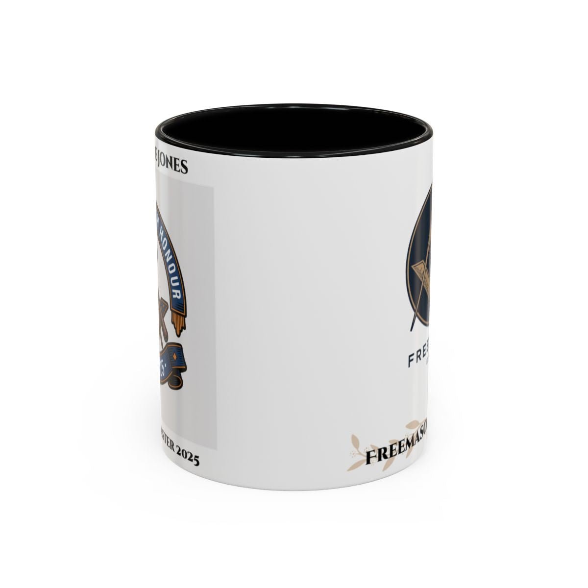 Premium Personalised Freemason Colour Rim Mug - Worshipful Master Design - 2025 Installed - with - honour - Masonic Mugs