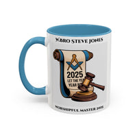 Premium Personalised Freemason Colour Rim Mug - Worshipful Master Design - 2025 Let the Year begin - Masonic Mugs