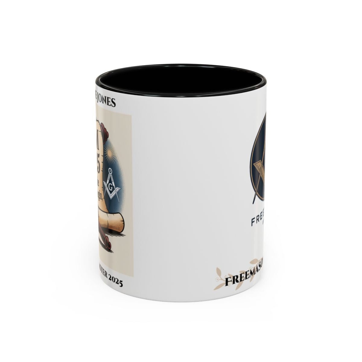 Premium Personalised Freemason Colour Rim Mug - Worshipful Master Design - 2025 Let the Year begin - Masonic Mugs