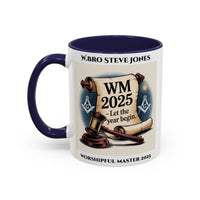 Premium Personalised Freemason Colour Rim Mug - Worshipful Master Design - 2025 Let the Year begin - Masonic Mugs