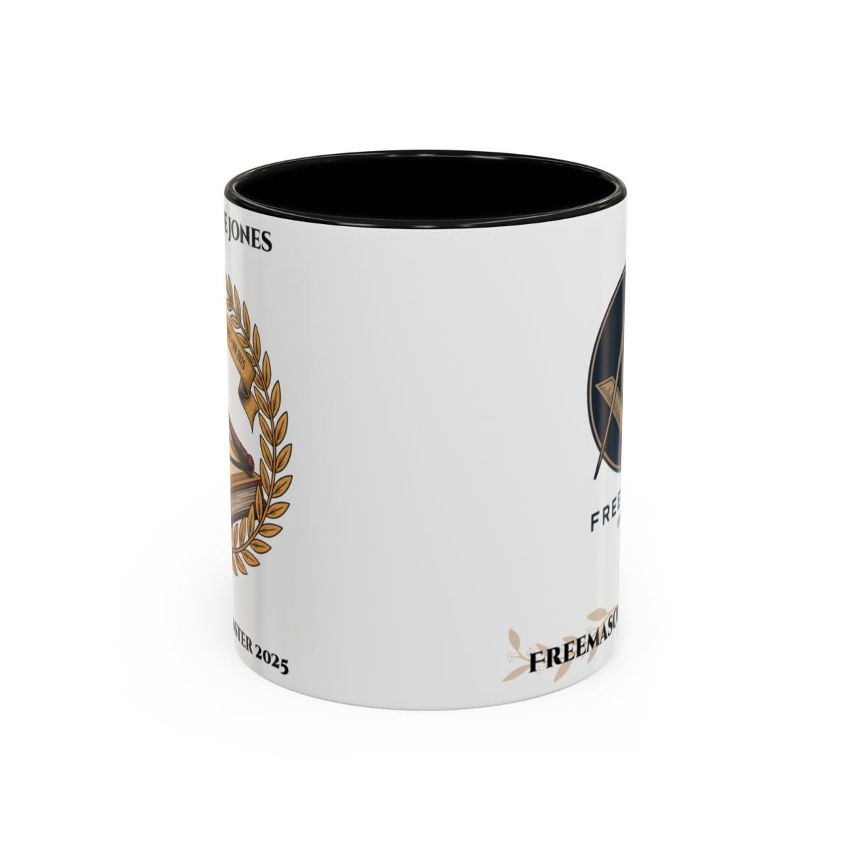 Premium Personalised Freemason Colour Rim Mug - Worshipful Master Design - Masonic Mugs