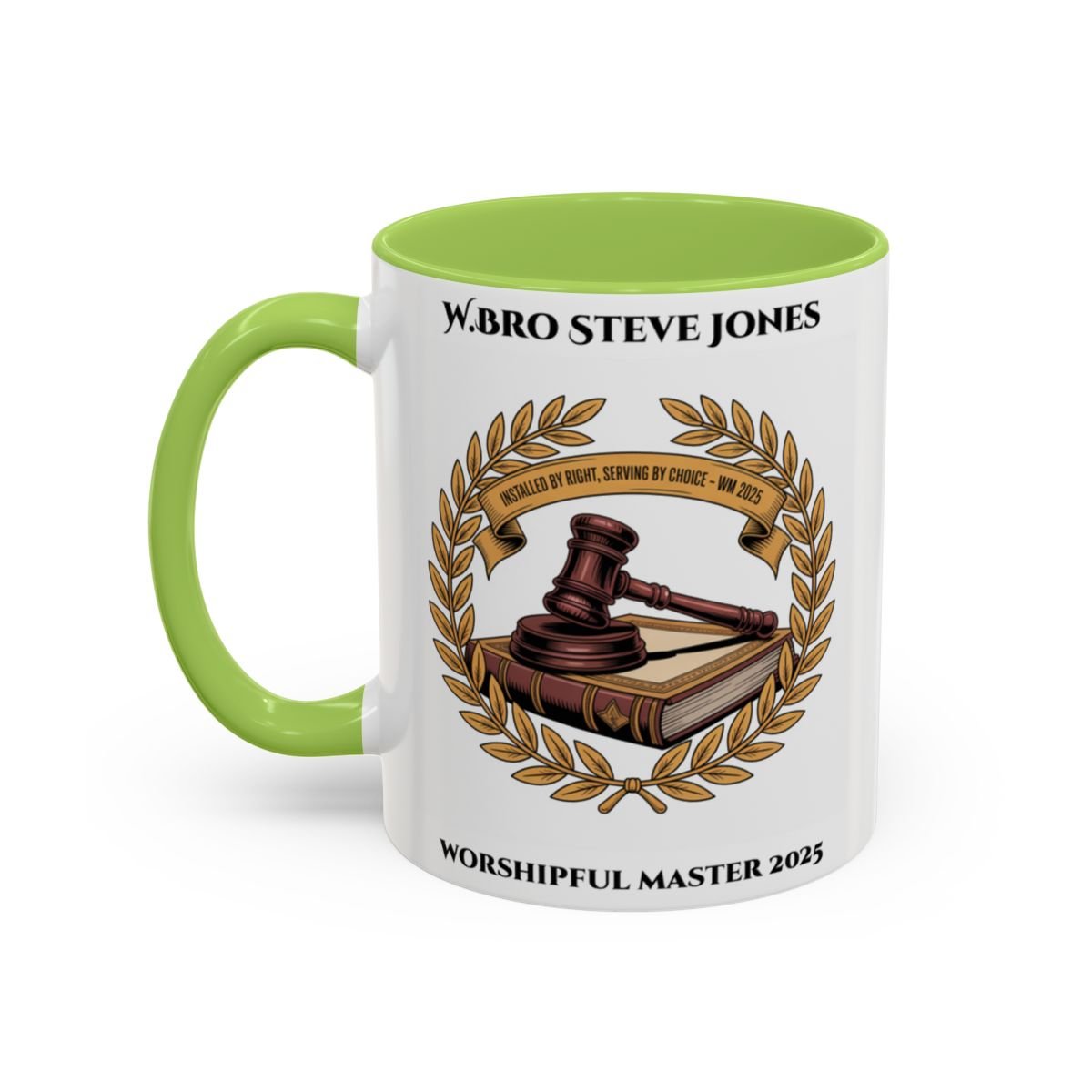Premium Personalised Freemason Colour Rim Mug - Worshipful Master Design - Masonic Mugs