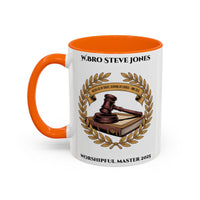 Premium Personalised Freemason Colour Rim Mug - Worshipful Master Design - Masonic Mugs