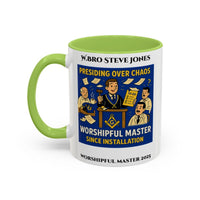 Premium Personalised Freemason Colour Rim Mug - Worshipful Master Design - Chaos - Masonic Mugs