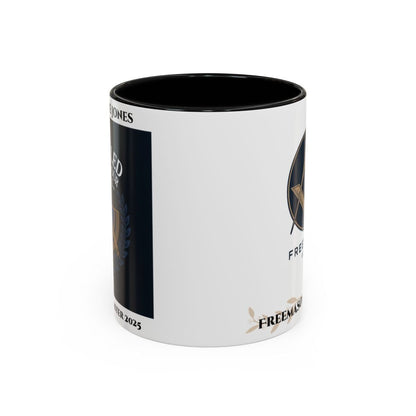 Premium Personalised Freemason Colour Rim Mug - Worshipful Master Design - Installed with Honour - Masonic Mugs