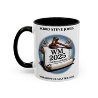 Premium Personalised Freemason Colour Rim Mug - Worshipful Master Design - Let the year begin - Masonic Mugs