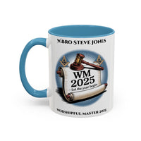 Premium Personalised Freemason Colour Rim Mug - Worshipful Master Design - Let the year begin - Masonic Mugs