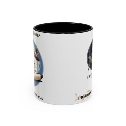 Premium Personalised Freemason Colour Rim Mug - Worshipful Master Design - Let the year begin - Masonic Mugs