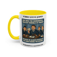 Premium Personalised Freemason Colour Rim Mug - Worshipful Master Design - terrible at poker - Masonic Mugs