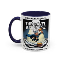 Premium Personalised Freemason Colour Rim Mug - Worshipful Master Design - The Gavel is Mine now - Masonic Mugs