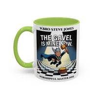 Premium Personalised Freemason Colour Rim Mug - Worshipful Master Design - The Gavel is Mine now - Masonic Mugs