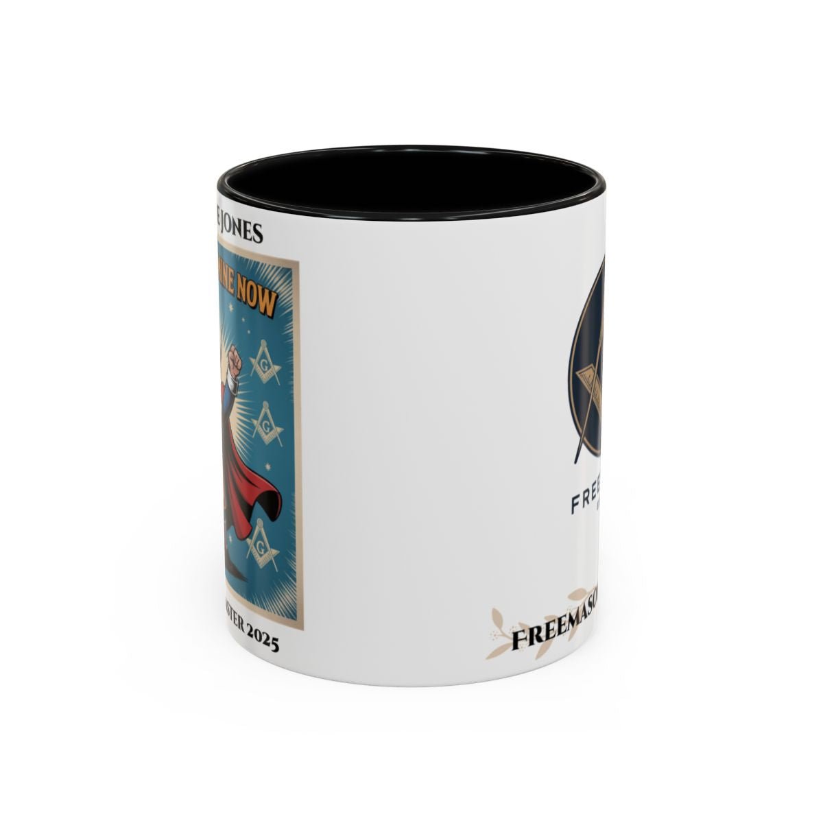 Premium Personalised Freemason Colour Rim Mug - Worshipful Master Design - The Gavel is Mine now - Masonic Mugs