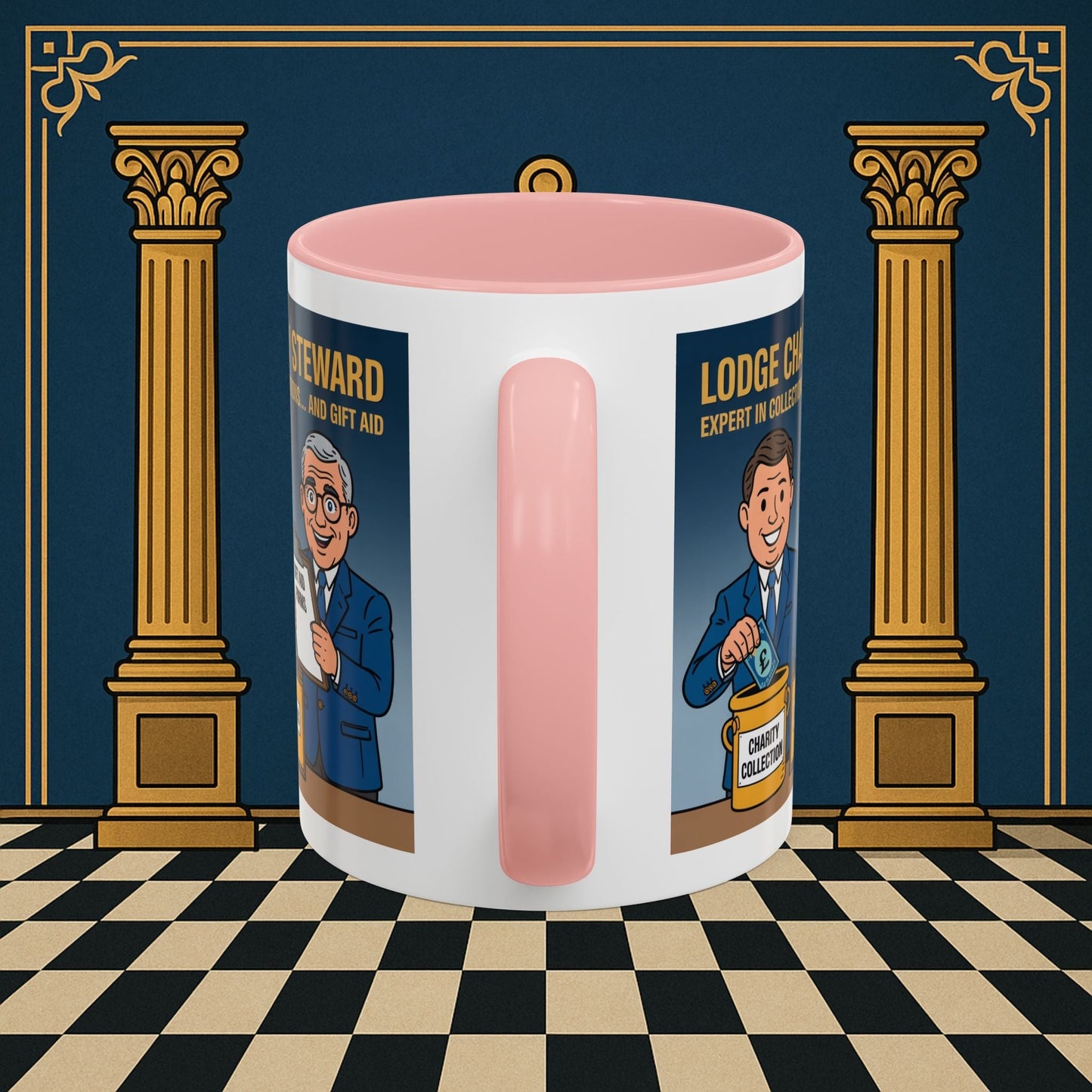 Premium Ready to Go Freemason Design | Accent Coloured 11oz Mug | Charity Collector | Charity Steward - Masonic Mugs