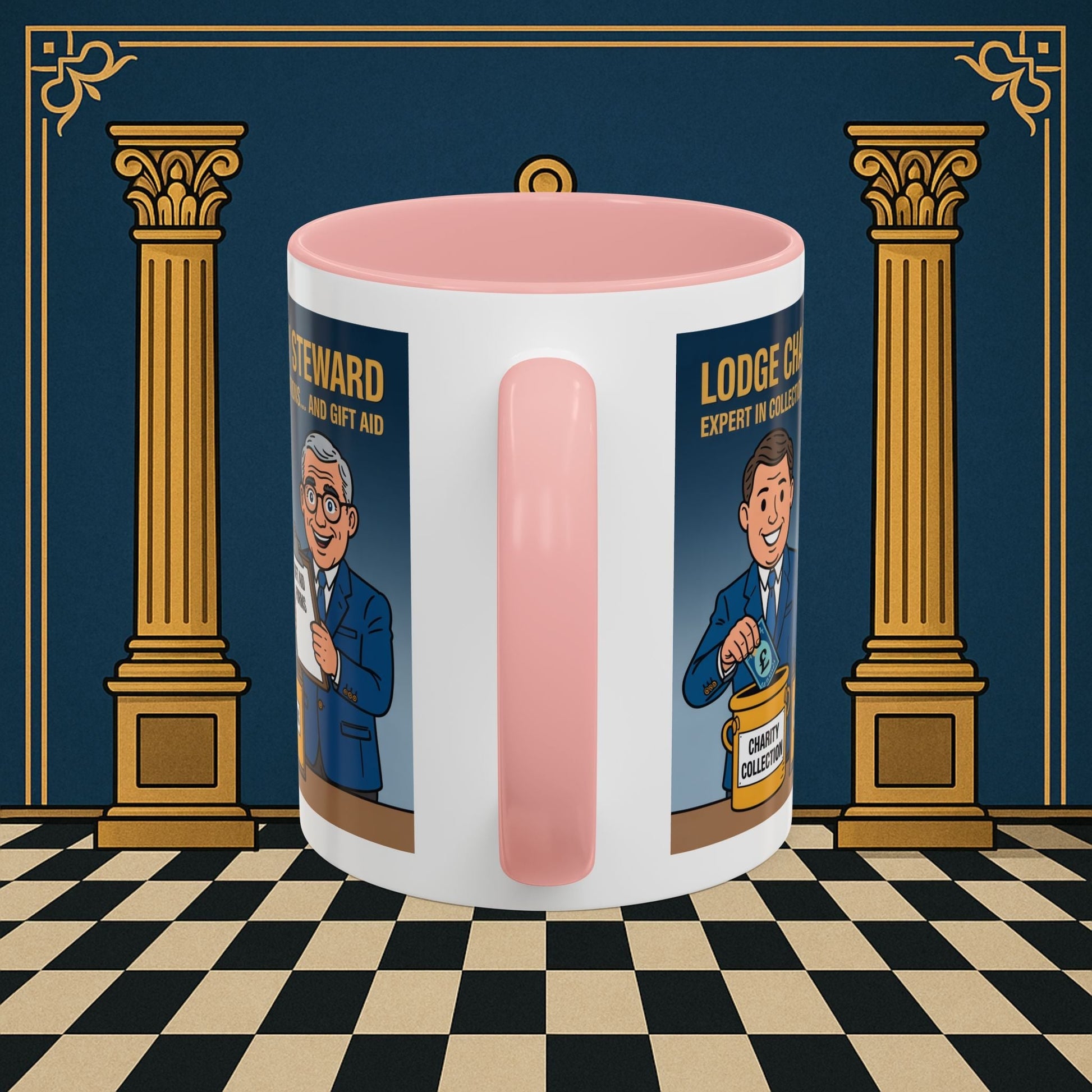 Premium Ready to Go Freemason Design | Accent Coloured 11oz Mug | Charity Collector | Charity Steward - Masonic Mugs