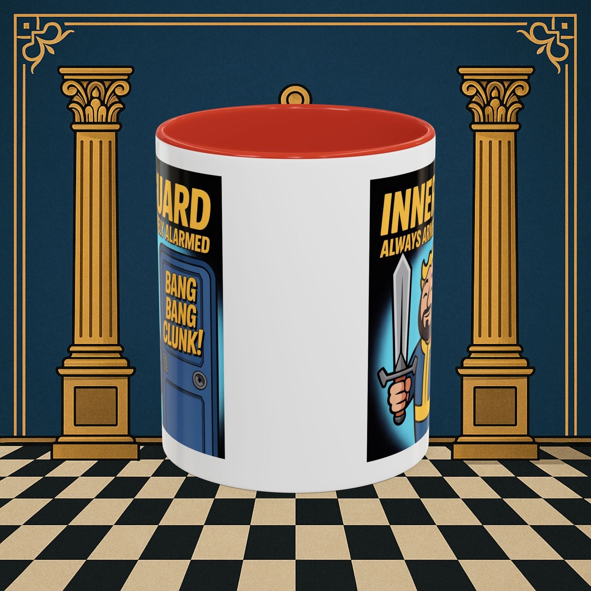 Premium Ready to Go Freemason Design | Accent Coloured 11oz Mug | Inner Guard's Moment | Inner Guard - Masonic Mugs