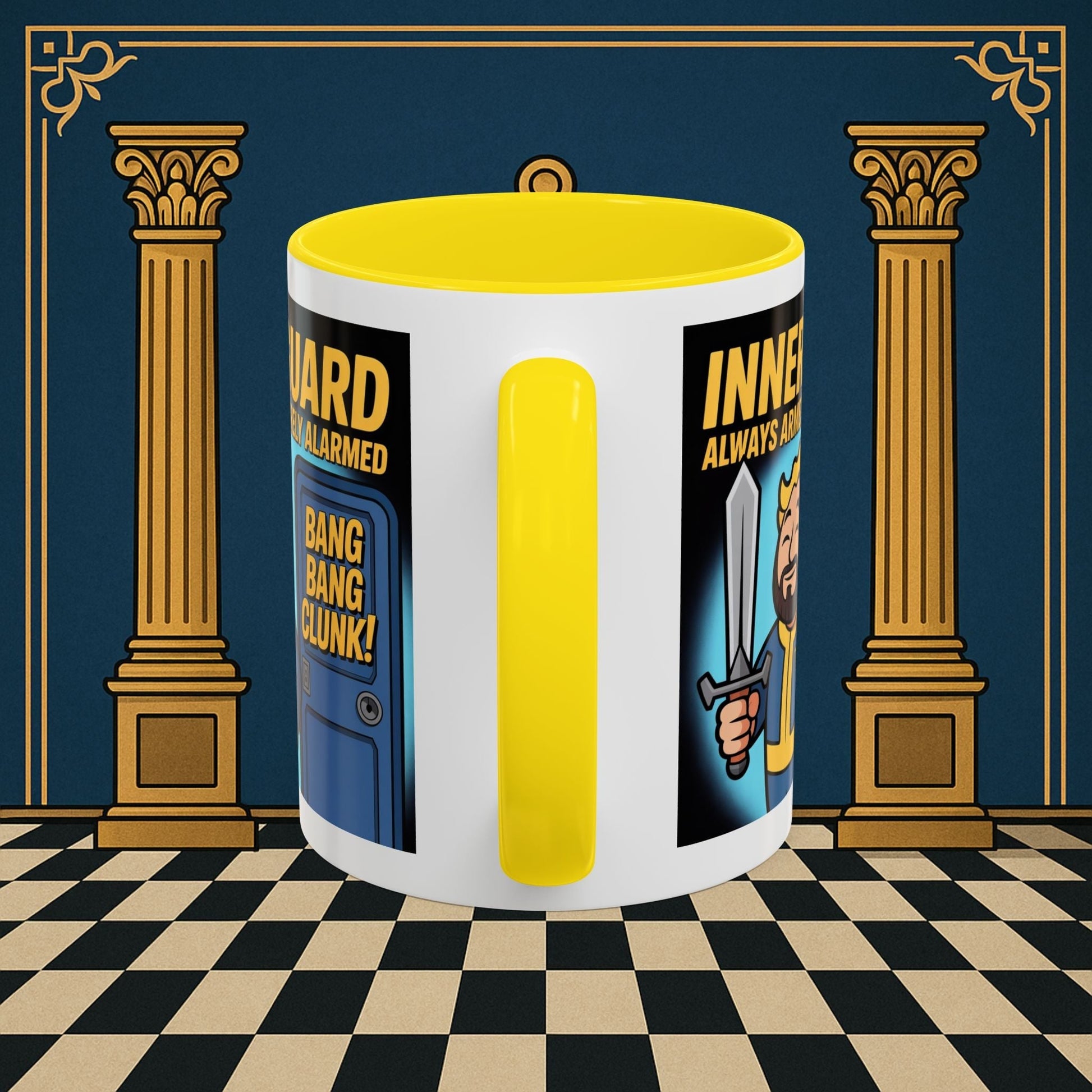 Premium Ready to Go Freemason Design | Accent Coloured 11oz Mug | Inner Guard's Moment | Inner Guard - Masonic Mugs