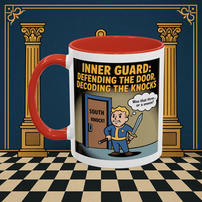 Premium Ready to Go Freemason Design | Accent Coloured 11oz Mug | Knock Knock | Inner Guard - Masonic Mugs