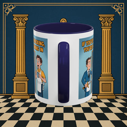 Premium Ready to Go Freemason Design | Accent Coloured 11oz Mug | Knock or Else | Inner Guard - Masonic Mugs