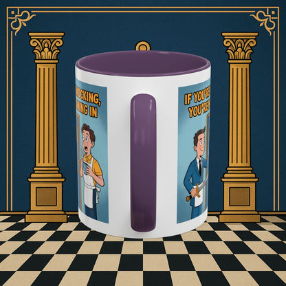 Premium Ready to Go Freemason Design | Accent Coloured 11oz Mug | Knock or Else | Inner Guard - Masonic Mugs